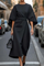 Louise | Maxi Length Evening Dress with Belt - Black