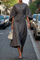 Louise | Maxi Length Evening Dress with Belt - Grey