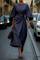 Louise | Maxi Length Evening Dress with Belt - Blue