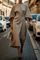 Louise | Maxi Length Evening Dress with Belt - Beige