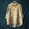 Hannah - Floral Print Cotton Linen Blouse - Khaki