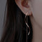 Long Earrings with Wave Design - Rose Gold