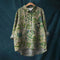 Hannah - Floral Print Cotton Linen Blouse - Army green