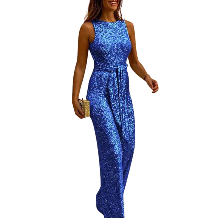 Jennifer - Backless Glitter Jumpsuit with Waistband