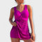 Isabella - Two-Piece Swimsuit with Skirt - Pink Red