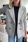 Nita - Elegant Knit-Sleeve Blazer - Grey