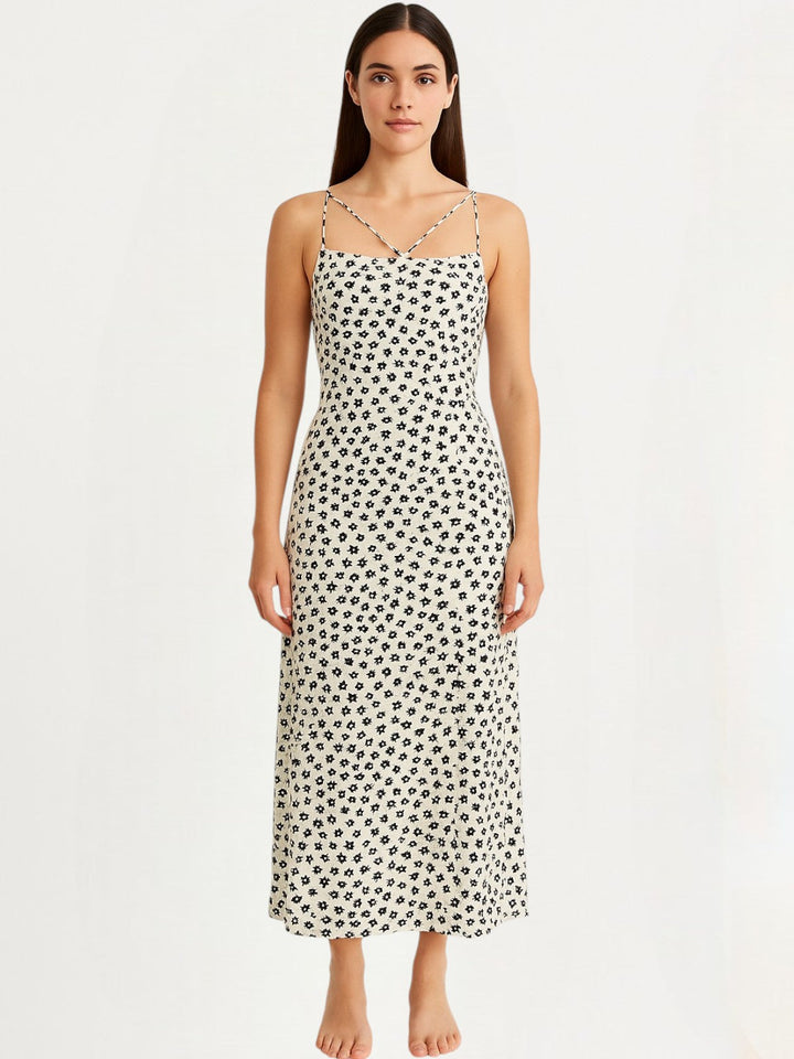 Holly Floral Print Backless Maxi Dress