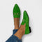 Kaia – Pointed Slip-On Ballerinas - Green