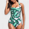 Lina - One-Piece Swimsuit - Green-White