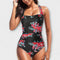 Lina - One-Piece Swimsuit - Black-Red