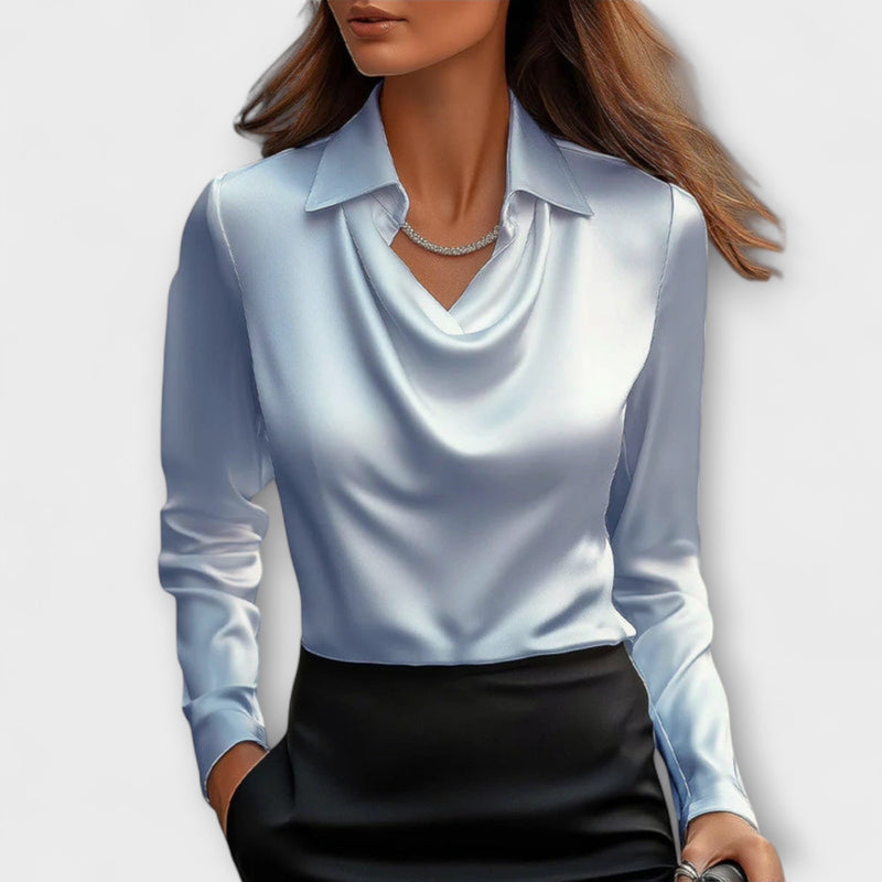 Lira - Shimmering Blouse with Ruching at the Collar