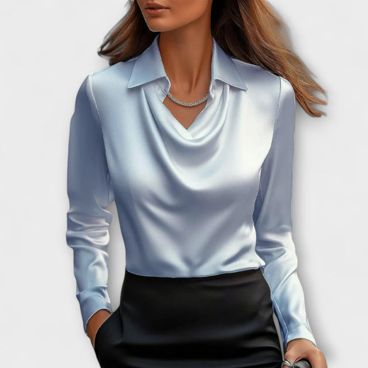 Lira - Shimmering Blouse with Ruching at the Collar