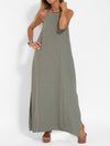 Eve - Halter Maxi Dress with Side Slit and Cotton Linen Blend