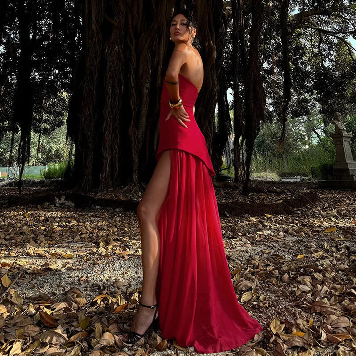 Karina - Women’s Asymmetrical Layered Maxi Dress