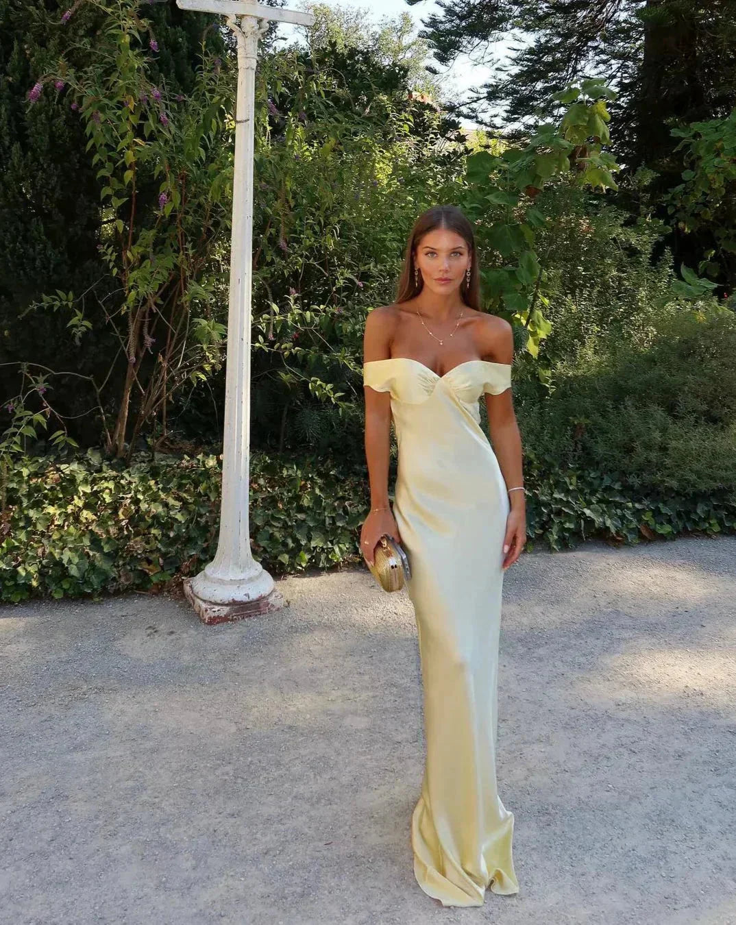 Charlote - Off Shoulder Yellow Maxi Dress