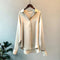 Olivia - Long Sleeved Luxe Satin Blouse - Light Gold