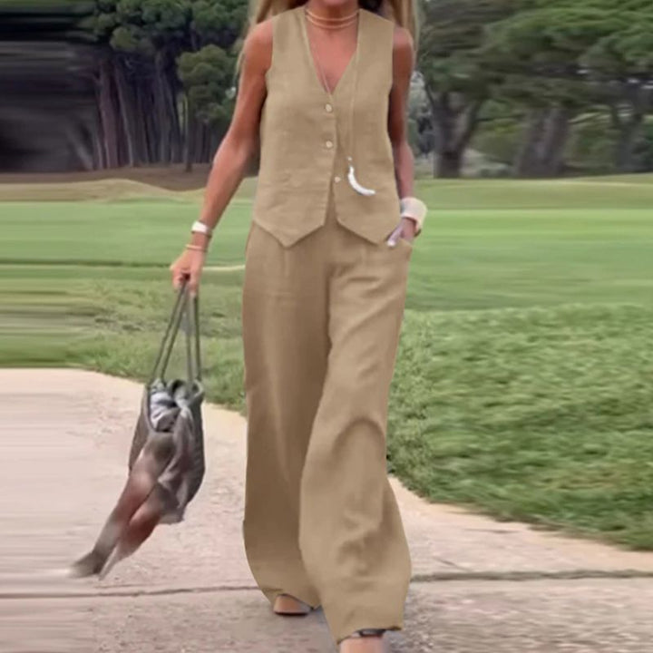 Luna - Versatile Linen Vest and Pants Set