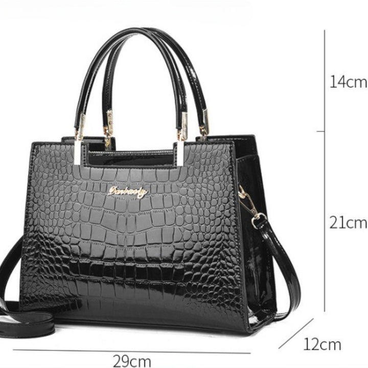 Olivia - Glossy Crocodile Pattern Handbag