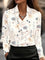 Nyx | Elegant Draped Neckline Women’s Top - White Floral