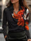 Nyx | Elegant Draped Neckline Women’s Top - Black Red